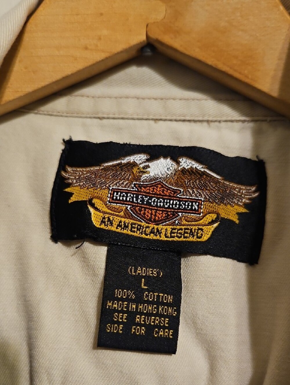 Harley-Davidson Cream and Black Embroidered Eagle Label Shirt - Picture 2 of 6